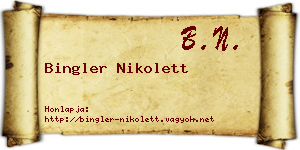 Bingler Nikolett névjegykártya